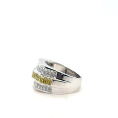 Estate Yellow and White Princess-Cut Diamond 14K Gold Ring
