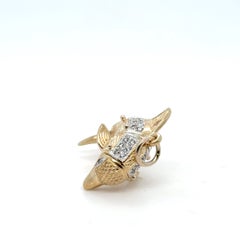 Vintage 9K Yellow Gold Articulated Gem-Set Dolphin Pendant