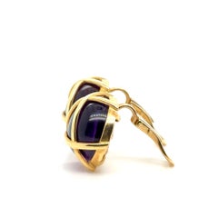 Verdura Caged Amethyst 18 Karat Yellow Gold Earrings Clip-on