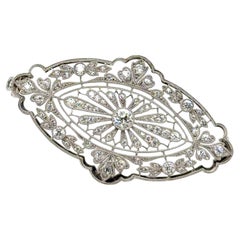 J.E. Caldwell Edwardian 1.29 Carat Diamond Platinum Floral Plaque Brooch