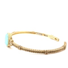 Judith Ripka Gold-Tone Silver Turquoise Quartz Doublet and CZ Bangle Bracelet