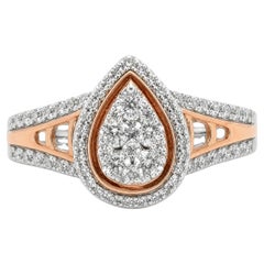 14K Rose Gold 0.75 Carat Diamond Pear-Shaped Cluster Ring