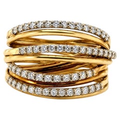 Diamond Multi-Band Crossover Ring in 14K Yellow Gold, 0.55 Carat Total