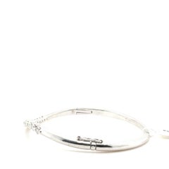 Diamond Wave Bangle Bracelet in 14K White Gold, 1.00 Carat Total