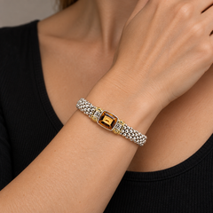 Bracelet « Lagos Caviar » bicolore en perles, orné d'une citrine facettée