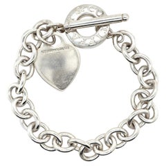 Tiffany & Co. Sterling Silver Heart Charm Bracelet with Toggle Clasp