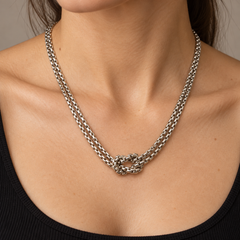 David Yurman Sterling Silver Double-Strand Box Chain Knot Necklace