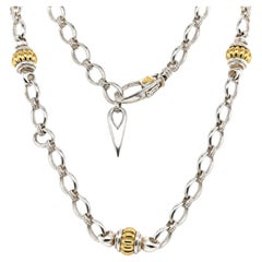 Lagos Caviar Halskette aus Sterlingsilber und Gold mit ovalen Gliedern