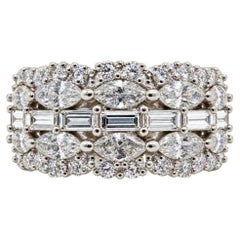 2.85 Carat Mixed-Cut Diamond Wide Band Ring in 18K White Gold