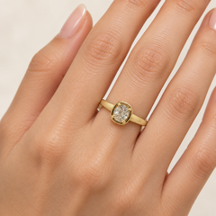1.22 Carat Old Miner Diamond Solitaire Ring in 18K Yellow Gold