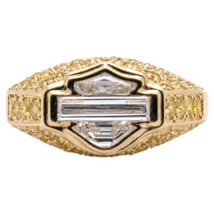 Harley-Davidson Syd Curtis Ring aus 14-karätigem Gelb- und Weißgold mit Diamanten, 2005