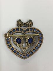 Love heart sapphire and diamond bow brooch/pendant