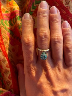 Double Sided Stackable Tear Drop ring in Emerald