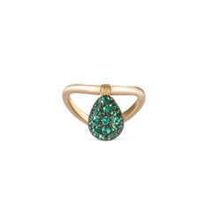 Double Sided Stackable Tear Drop ring in Emerald