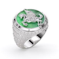 Khan's Dominion Men's Platinum Ring with 9.3ct Siberian Jade