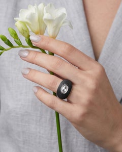 Aureate Whisper - Oval Rosecut Diamond set in Titanium & 18K Gold Designer Ring