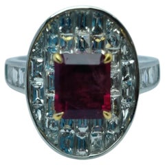 Crimson Rarity - ULTRA RARE Red Emerald (Bixbite) Ring set with Diamonds in 18K