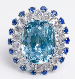 Wave II – Lagoon - Pariaba Tourmaline Ring set with Diamonds in 18K