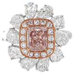 Sunset Bloom - Fancy Orangy Pink GIA Certified Diamond set with Diamonds in 18K