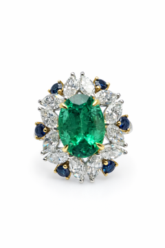 Verdant X – Canopy - Designer Zambian Emerald Ring made with Diamond & Gemstones