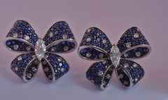 Ceylon Bow - Marquise Diamonds set with Sapphires & Diamonds in 18K Gold Earring