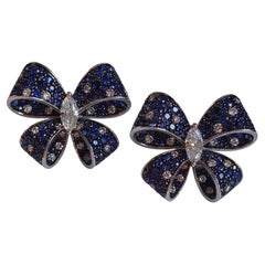 Ceylon Bow - Marquise Diamonds set with Sapphires & Diamonds in 18K Gold Earring