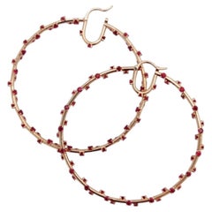 Burmese Crimson - Designer Rubies Hoops Earrings set in 18K Gold