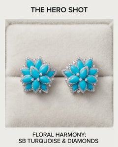 Turquoise Starline - Designer Sleeping Beauty Turquoise Earrings set in 18K Gold