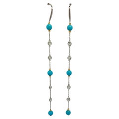 Blue Whisper - Designer Sleeping Beauty Turquoise Earrings set with Diamonds
