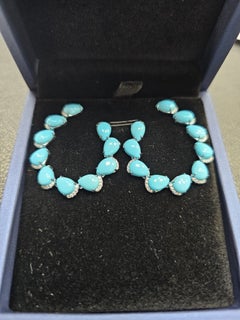 Turquoise Horizon - Designer Sleeping Beauty Turquoise Earrings set in 18K Gold