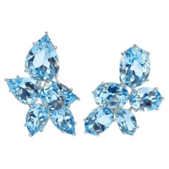 OCEAN CURRENTS - Natural Santa Maria Aquamarine set in Designer Earrings in 18K