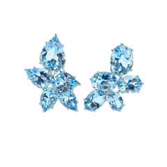 OCEAN CURRENTS - Natural Santa Maria Aquamarine set in Designer Earrings in 18K