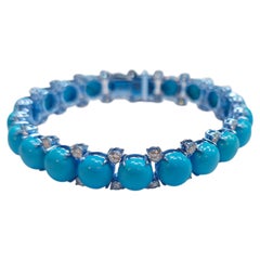 Turquoise Sovereign - Sleeping Beauty Turquoise Designer Bracelet in Diamonds