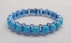 Turquoise Sovereign - Sleeping Beauty Turquoise Designer Bracelet in Diamonds