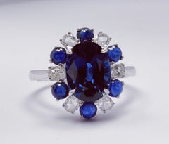 Celestial II – Horizon Sky - Blue Sapphire set with Rosecut Diamonds in 18K Ring