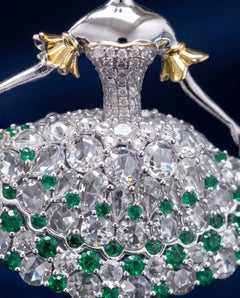 CHARLOTTE - Ballerina Brooch Handmade in Hong Kong using Rosecut Diamonds in 18K