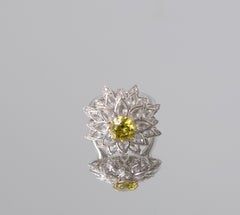 Sunflower Glow - Designer Natural Fancy Deep Yellow GIA Diamond Ring made in 18K