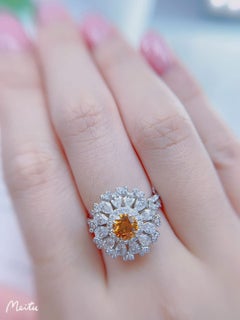 Amber Dawn - Natural Fancy Deep Yellow Orange GIA Certified Round Brilliant Ring