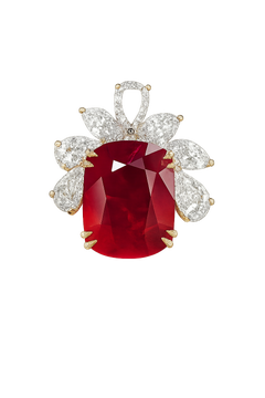 Flame IV – Anillo de oro de 18 quilates con rubí de Mozambique de 4,46 quilates y diamantes