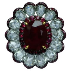 Rosecut Radiance - Natural Burma Ruby set with Rosecut Diamonds in Designer Ring