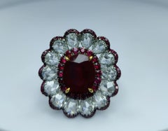 Rosecut Radiance - Natural Burma Ruby set with Rosecut Diamonds in Designer Ring