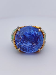 Ocean Sovereign -Natural SriLanka No Heat Sapphire set in Designer Ring in 18K