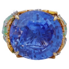 Ocean Sovereign -Natural SriLanka No Heat Sapphire set in Designer Ring in 18K