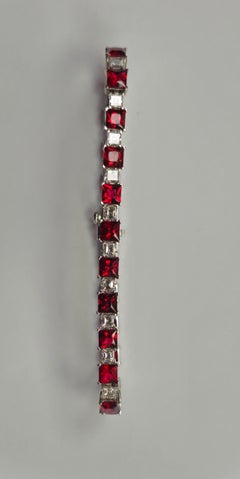 Spinel Inferno - Rare Jedi Spinels set with Carree Cut Diamonds in Bracelet 18K