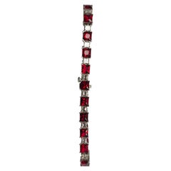Spinel Inferno - Rare Jedi Spinels set with Carree Cut Diamonds in Bracelet 18K