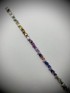 Sapphire Nocturne - Exclusive Pastel Multi Color Natural Sapphires Bracelet 18K