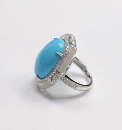 Turquoise Whisper - Sleeping Beauty Turquoise set with MoP & Diamonds in Ring