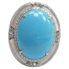 Turquoise Whisper - Sleeping Beauty Turquoise set with MoP & Diamonds in Ring