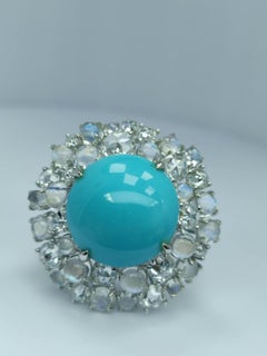 Halo of Serenity - Angel's Halo Sleeping Beauty Turquoise Designer Ring in Gold
