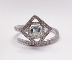 Asscher Halo - GIA Certified Ascher Cut Diamond set in Designer Ring with 18K